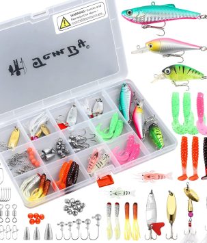 Fishing Lures Bait Tackle Kit Set for Freshwater Trout Bass Fishing, Including Accessories, Fishing Tackle Box, Crankbait, Spoon, Hooks, Fishing Gear and Equipment for Starter Beginner.